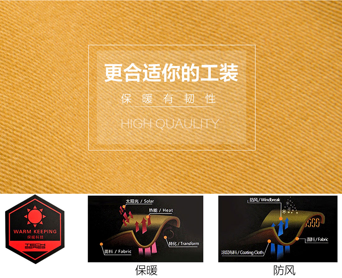 冬季工作服面料耐磨，舒適，透氣